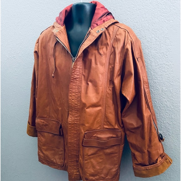 East West Musical Instruments Vintage 60s 70s RARE Hooded Leather Jacket - Picture 5 of 9